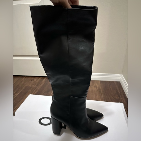 ALDO black leather knee high boots - Picture 6 of 8